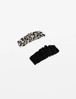 Animal Print Hair Clips - Black/Leopard