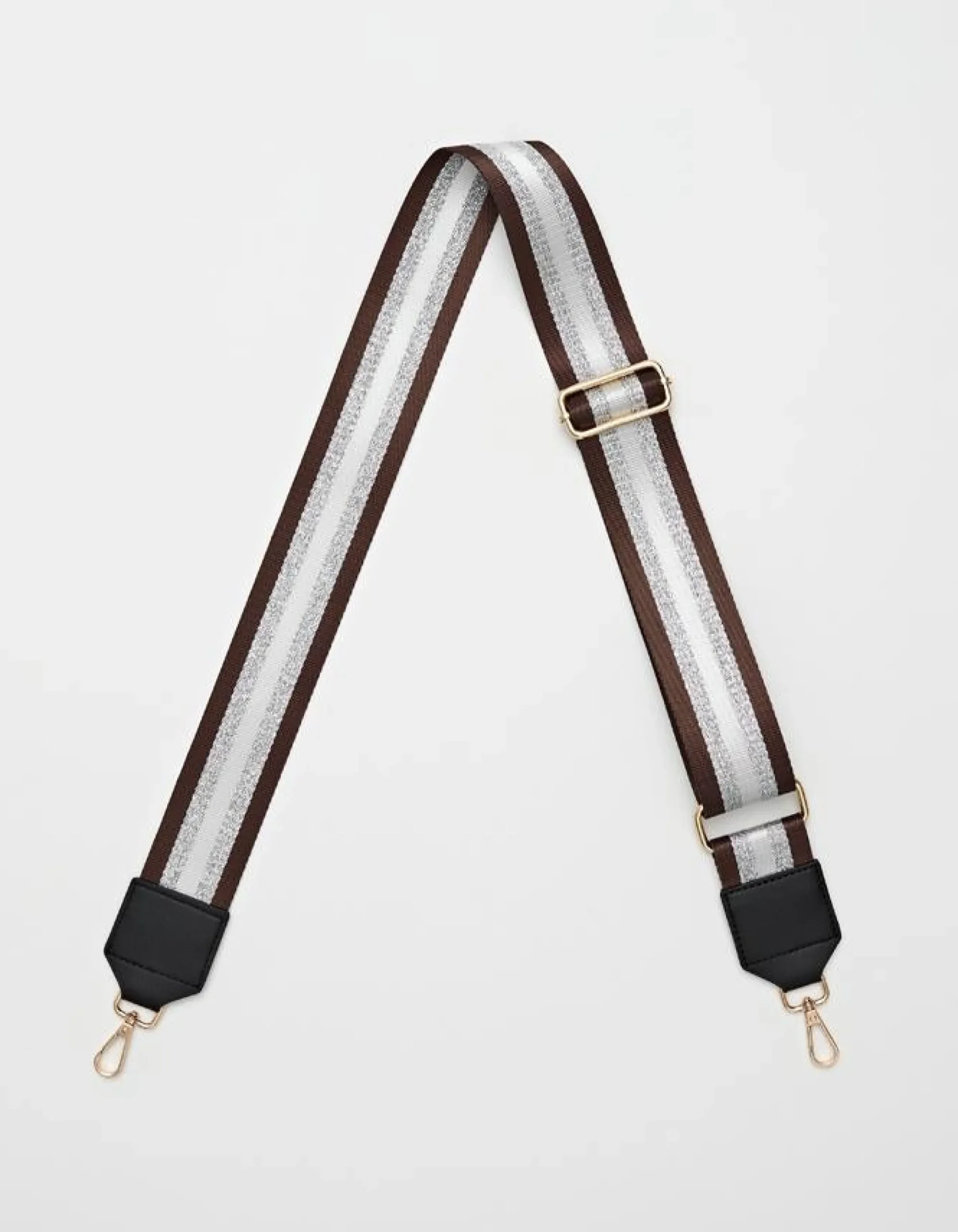 Bag Strap - Brown/Silver Stripe