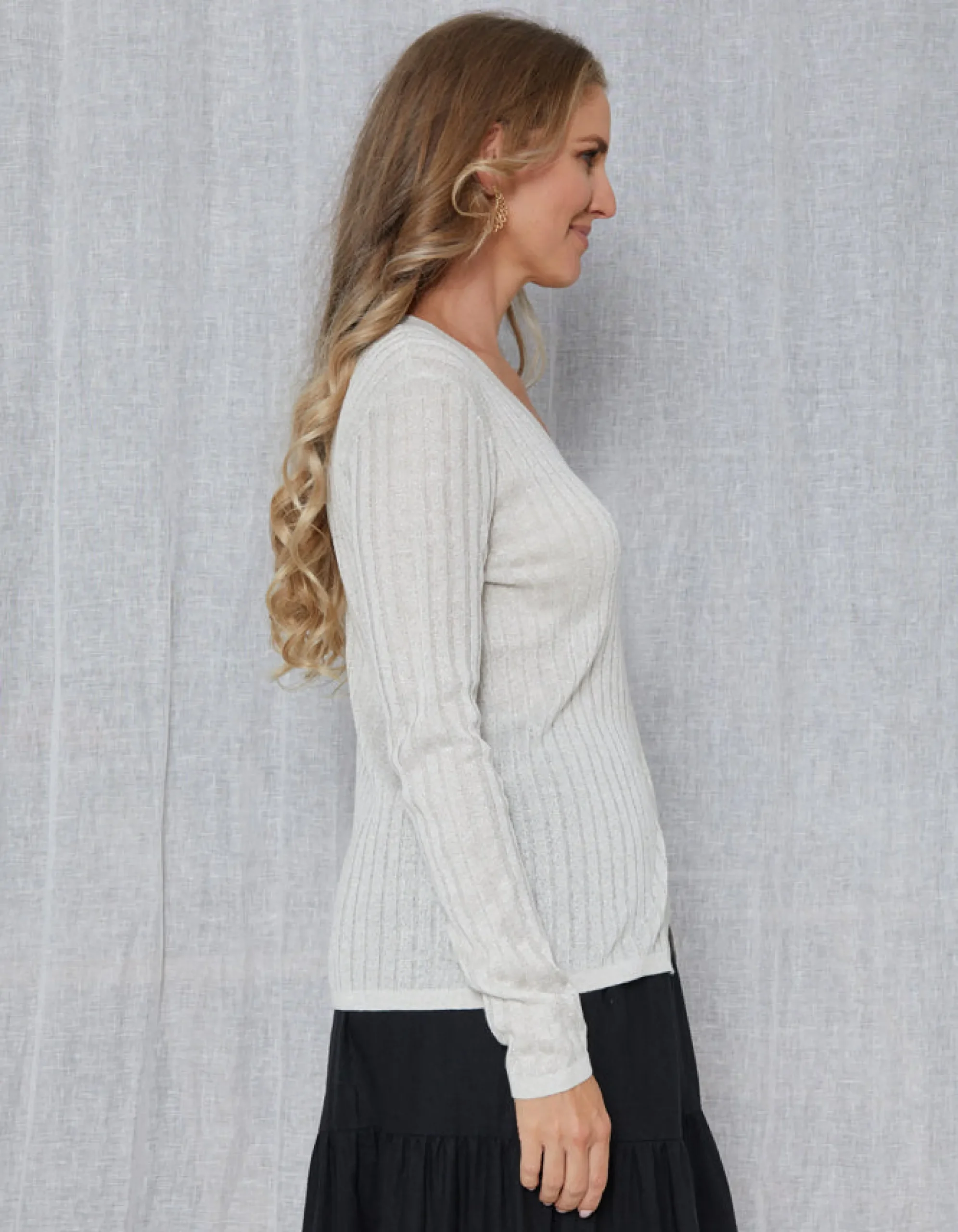 Beverly Lurex Cardigans - Silver Pearl