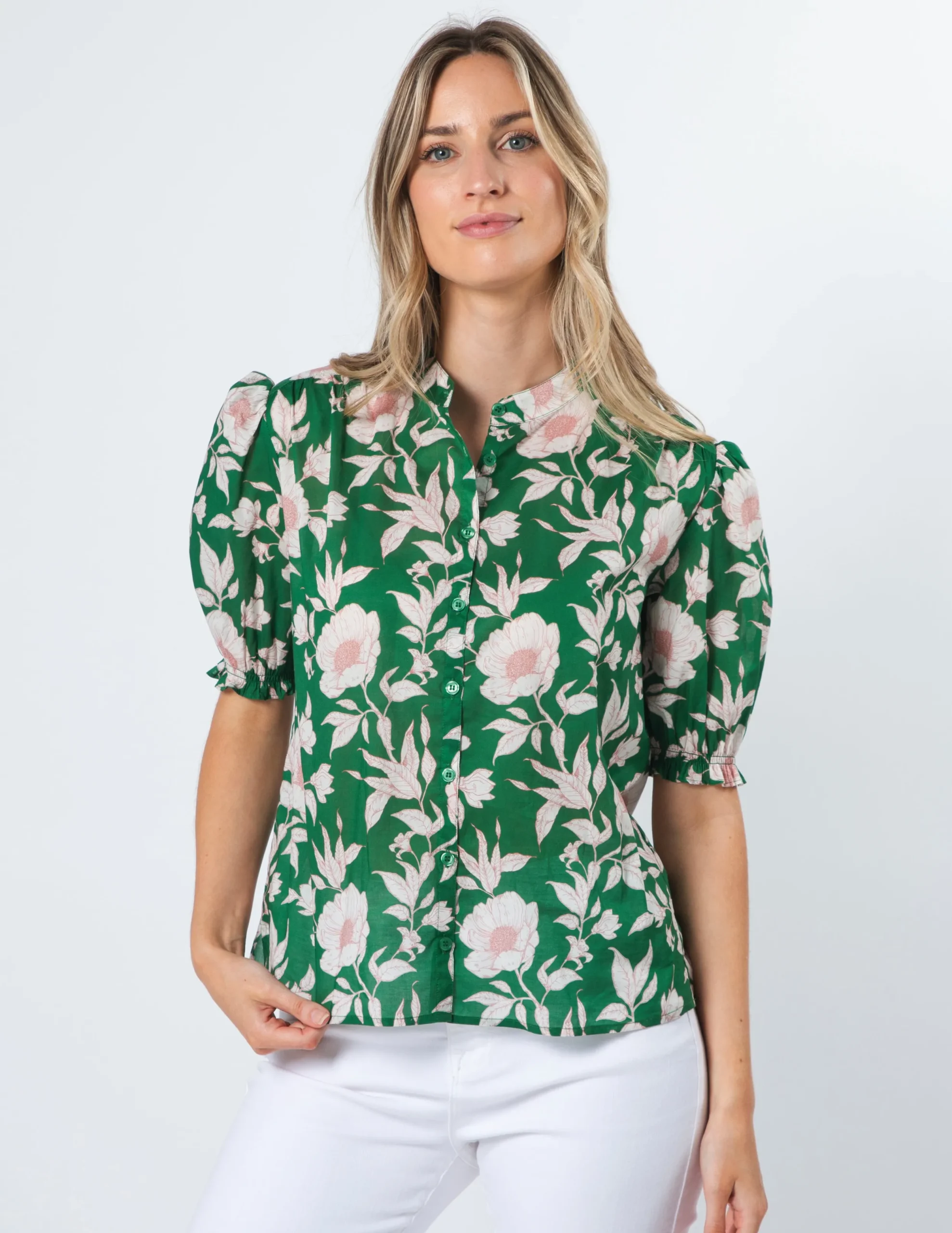 Bex Blouse - Vintage Green Floral