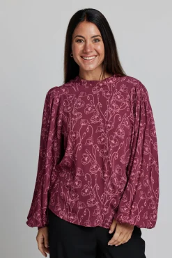 Bowery Blouse - Rhubarb Blooms