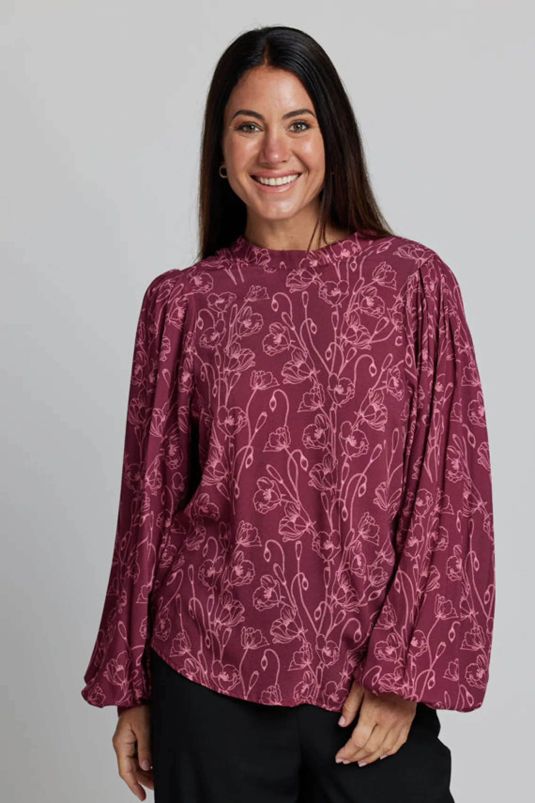 Bowery Blouse - Rhubarb Blooms