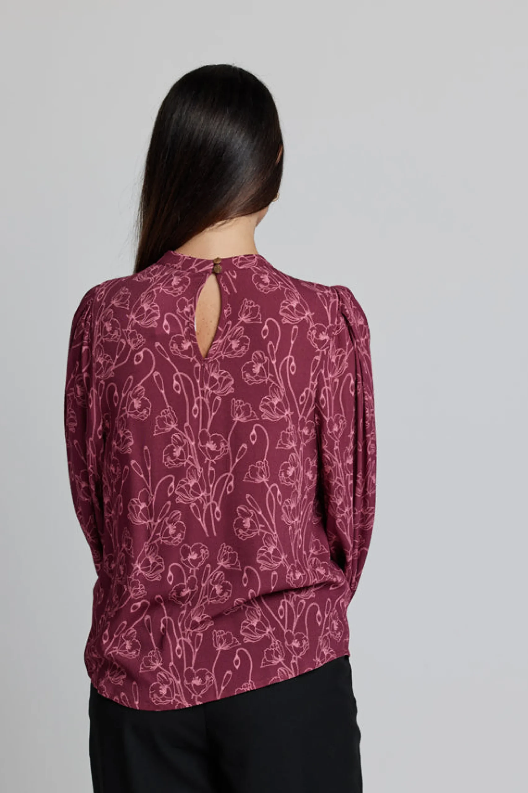 Bowery Blouse - Rhubarb Blooms