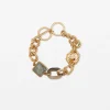 Bracelet Chunky Beaten Chain with Grey Quartz