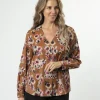 Cara Blouse - Blurred Blooms Rust