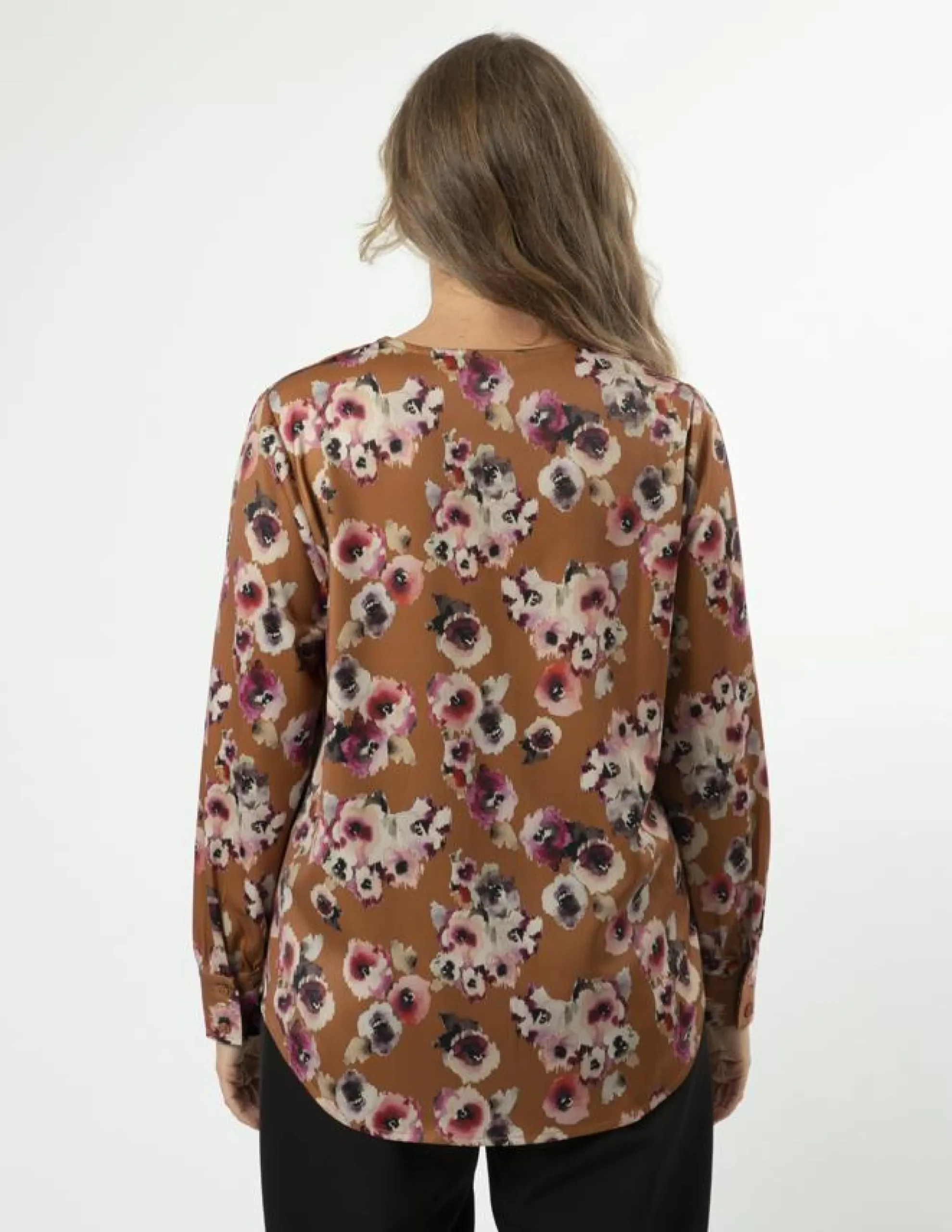 Cara Blouse - Blurred Blooms Rust