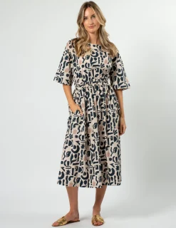 Carrie Dress - Navy Geo