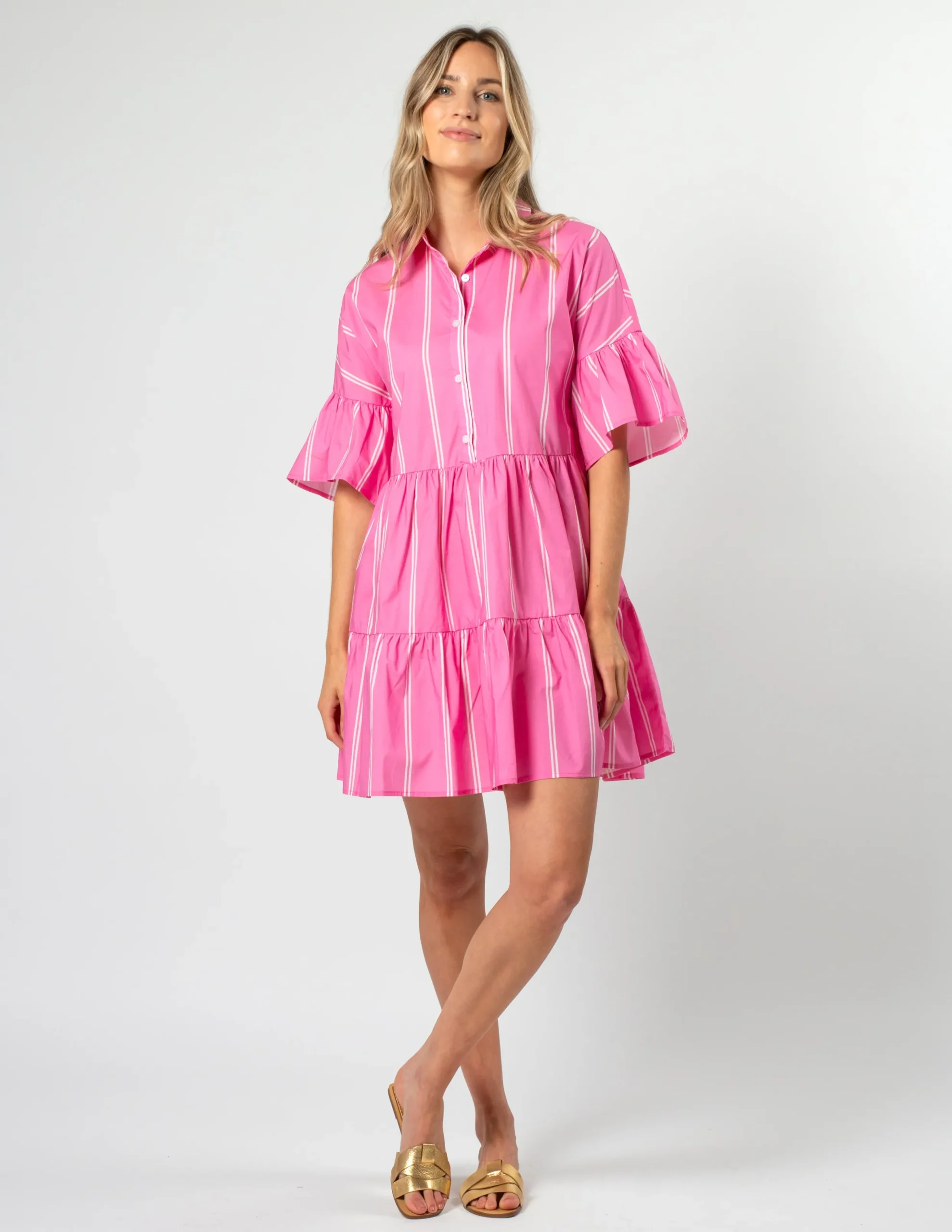 Catalina Dress - Bubblegum Stripe