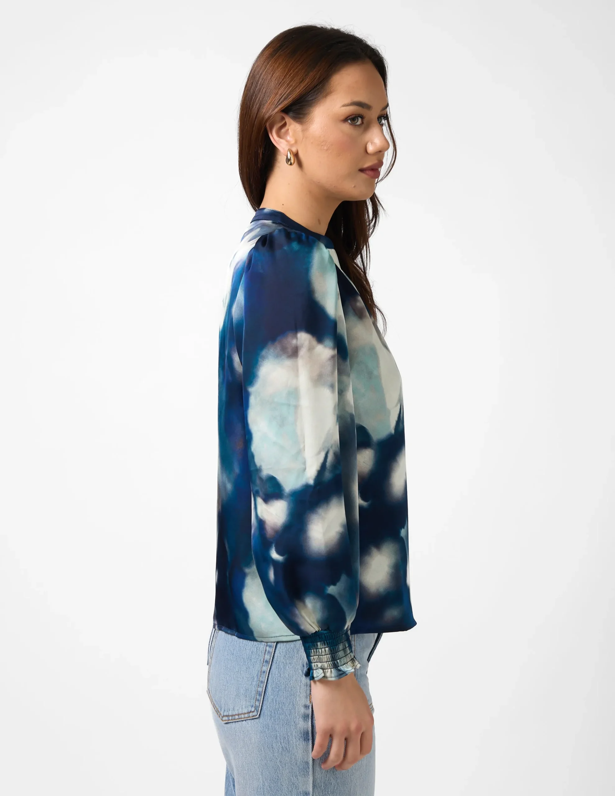 Cecily Top - Navy Floral Blur