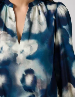 Cecily Top - Navy Floral Blur