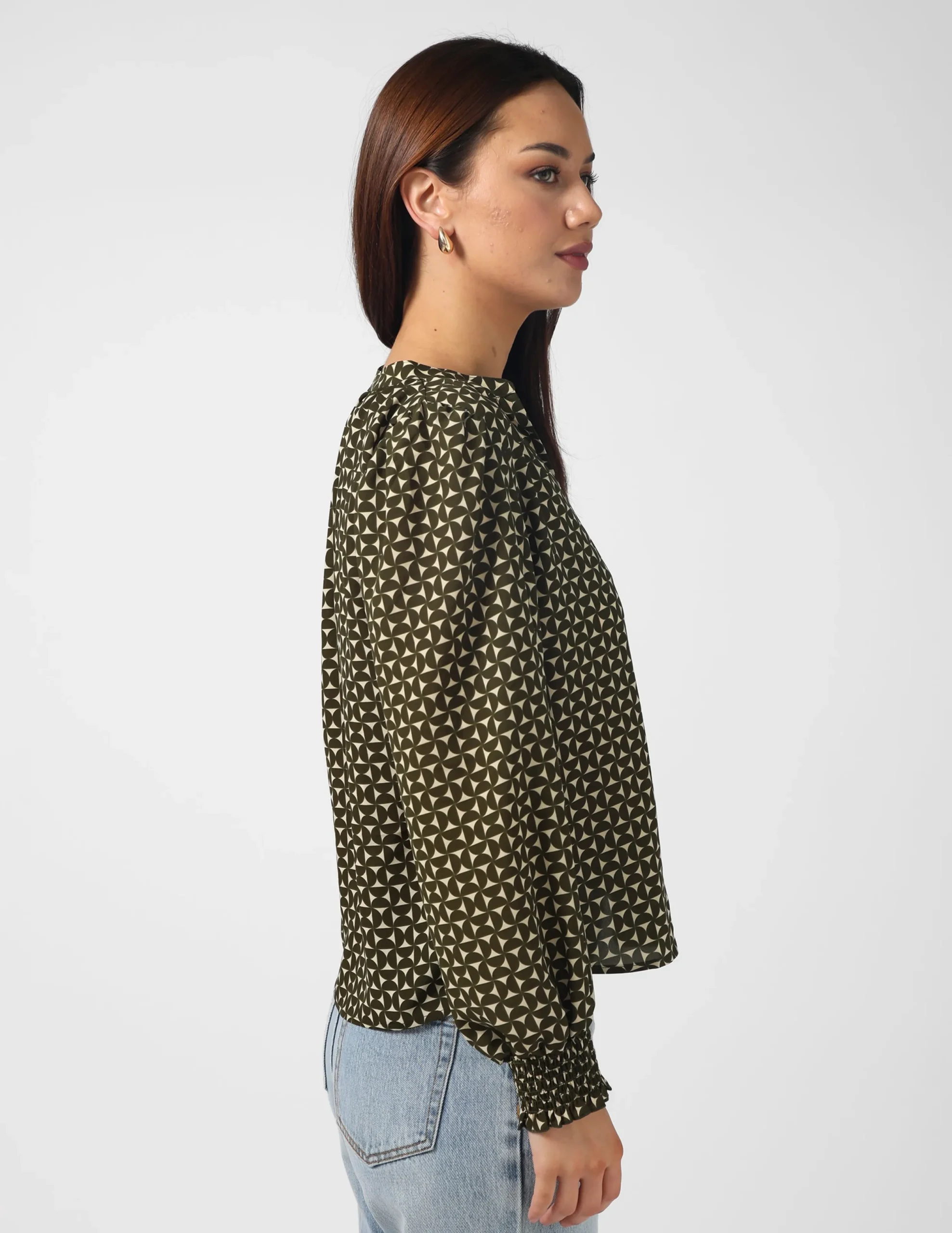 Cecily Top - Olive Mosaic
