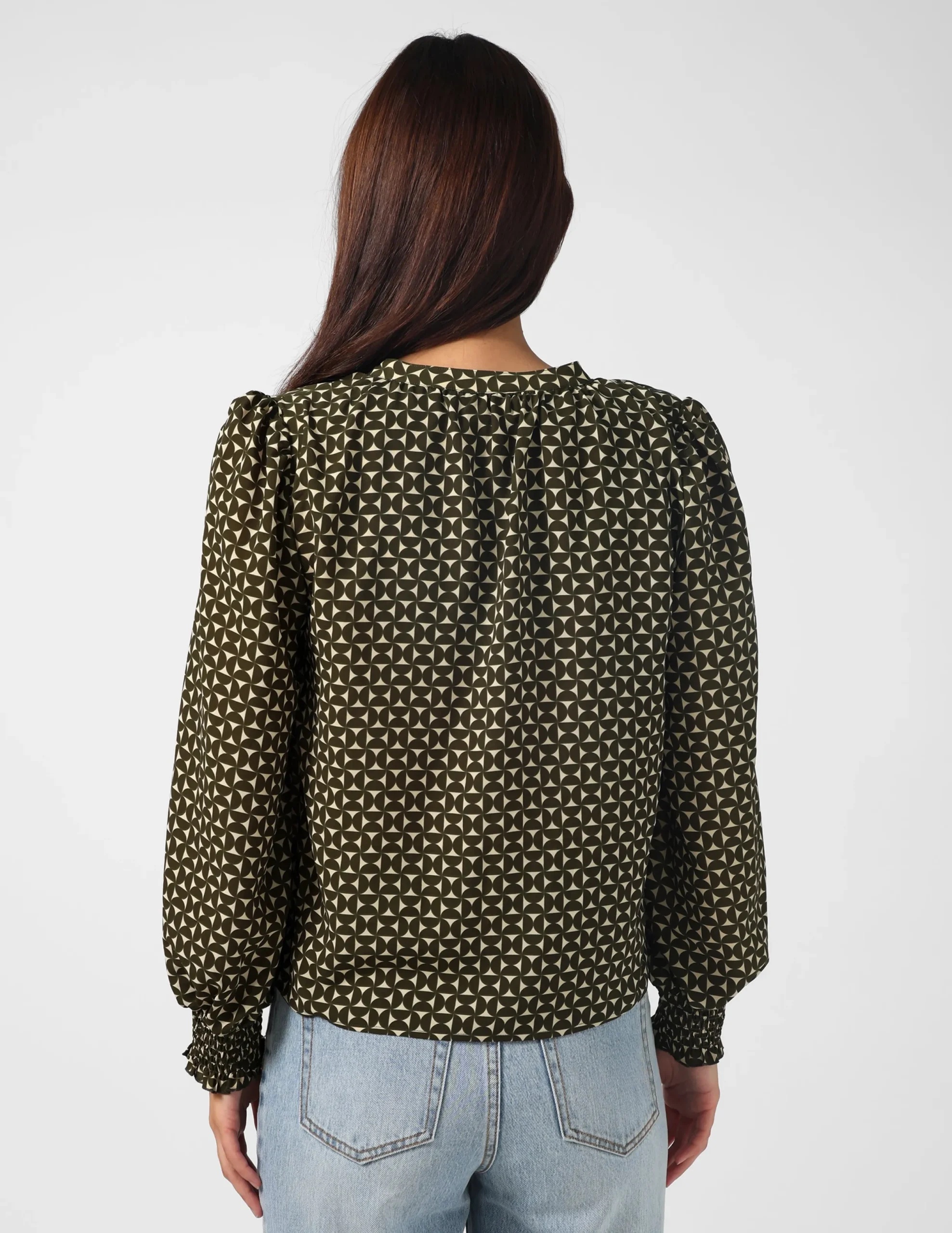 Cecily Top - Olive Mosaic