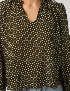 Cecily Top - Olive Mosaic