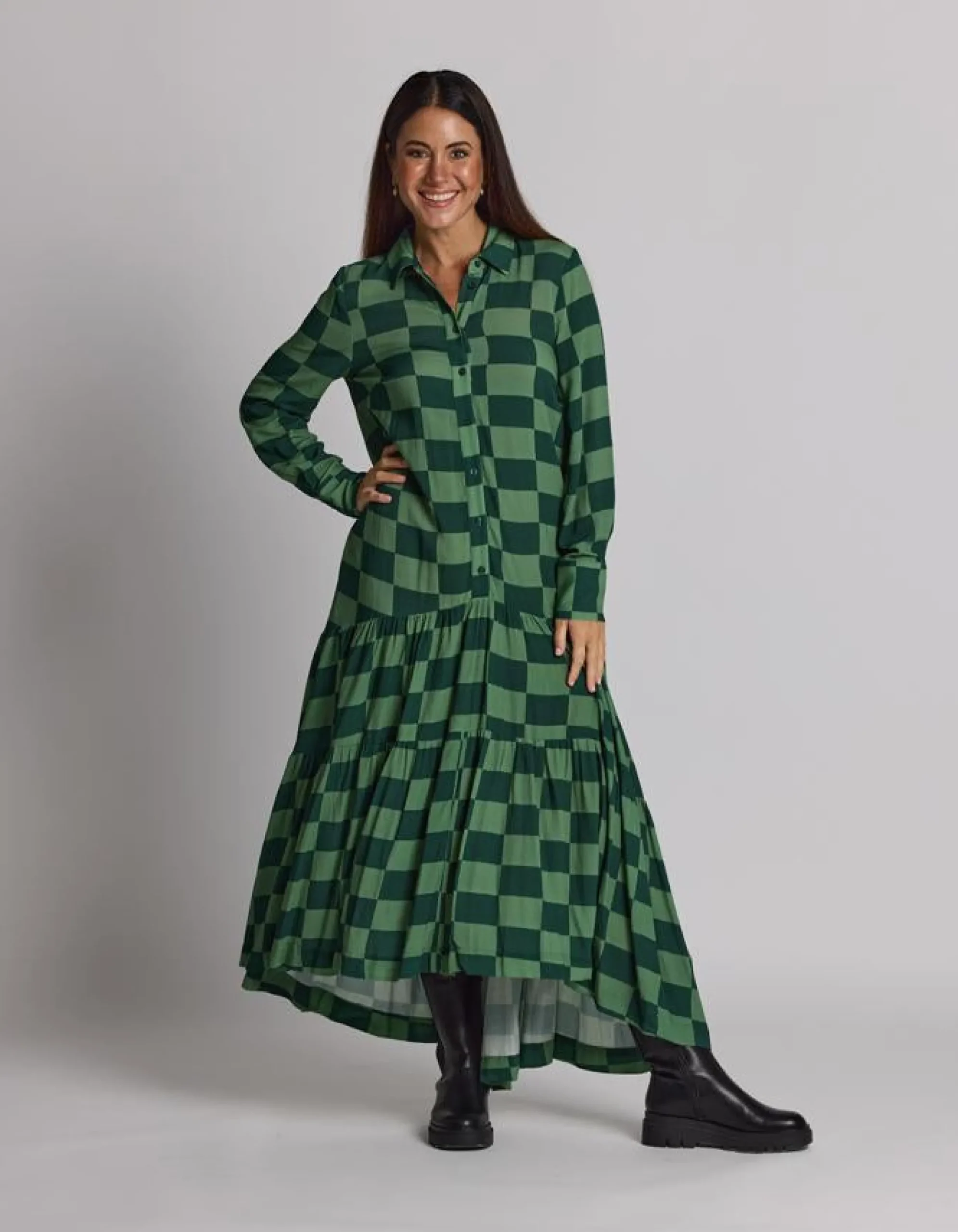 Chelsea Dress - Foliage Check