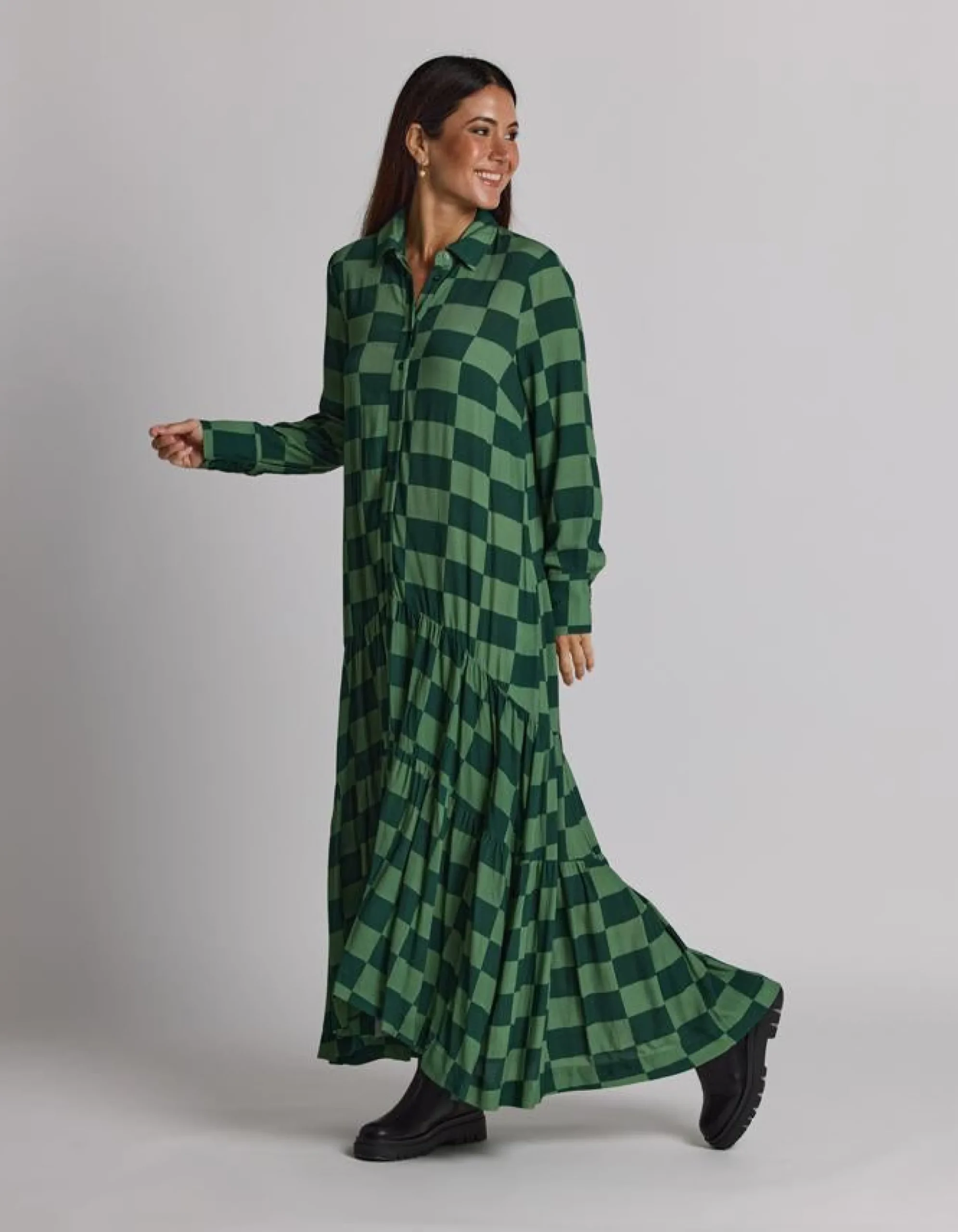 Chelsea Dress - Foliage Check