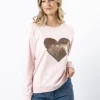 Classic Sweater - Marshmallow with Heart Beige Sequins