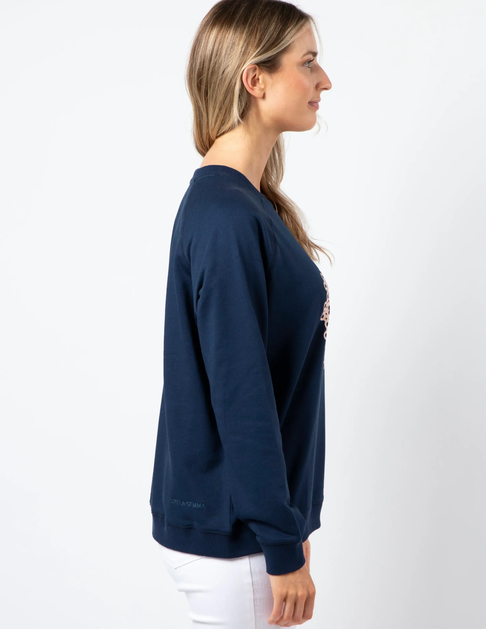 Classic Sweater - Navy with Blush Doily