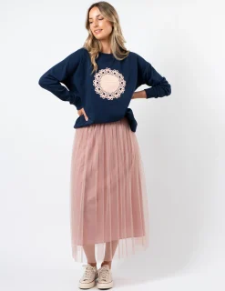 Classic Sweater - Navy with Blush Doily