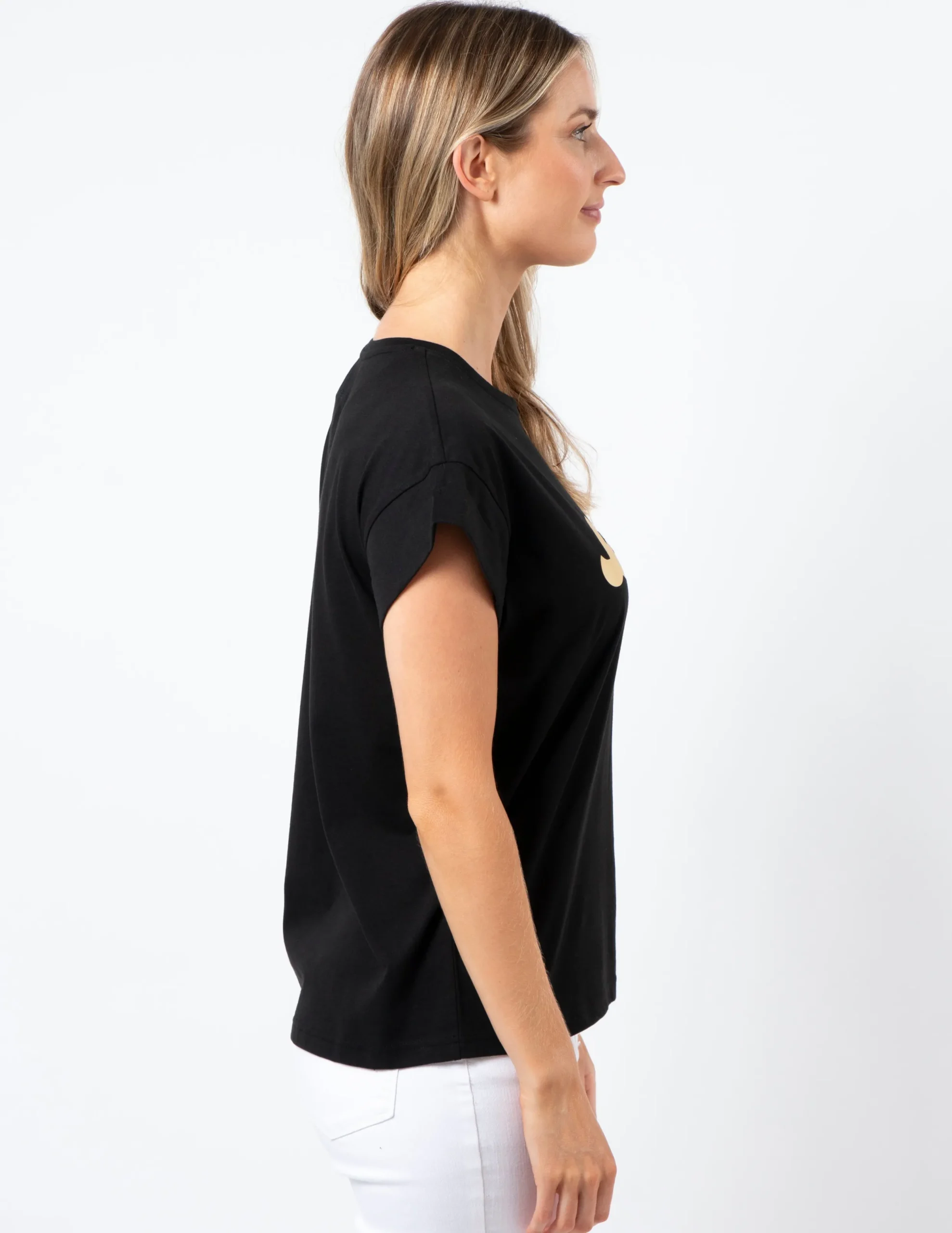 Cuff Sleeve T-Shirt - Black with Gold S+G Logo
