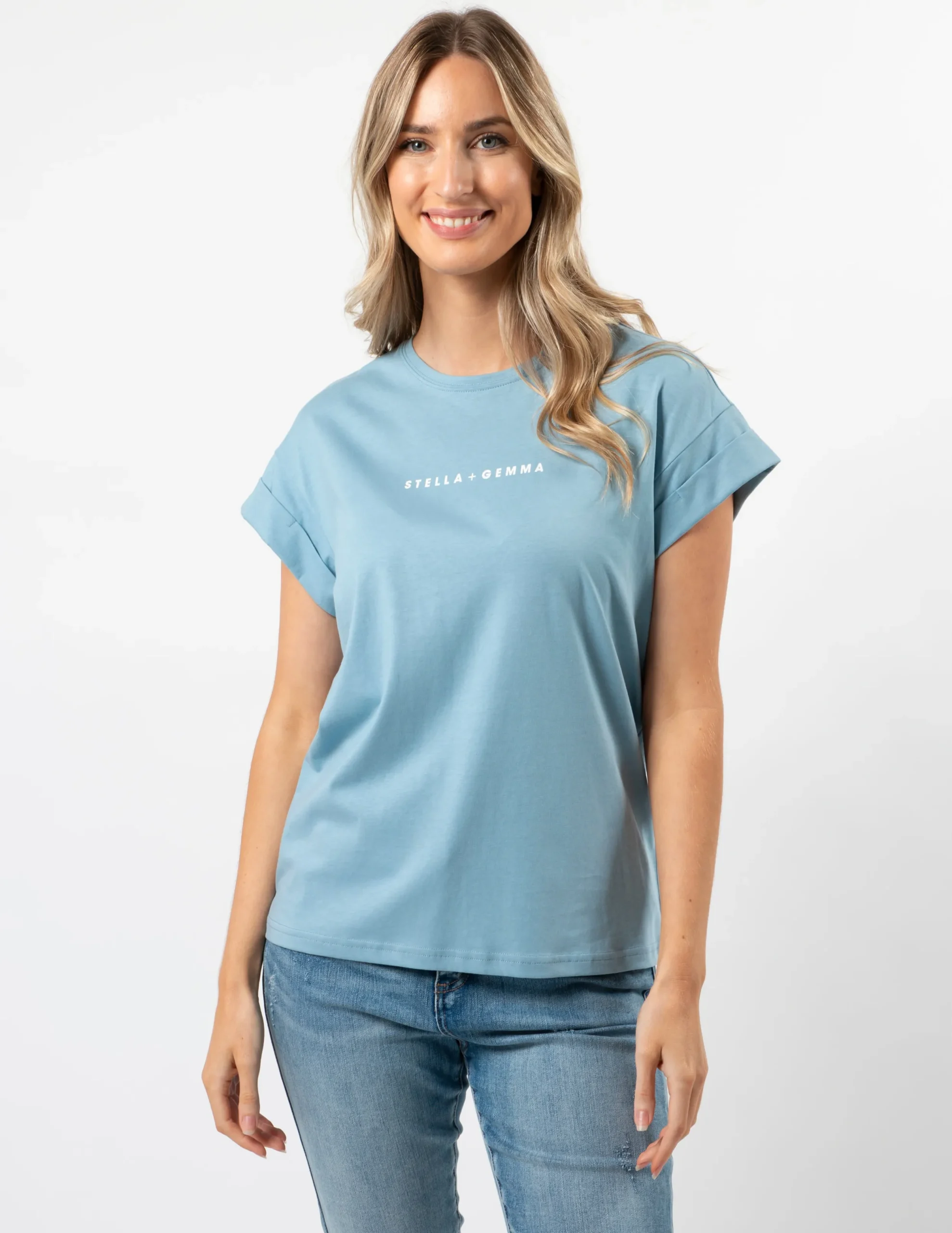 Cuff Sleeve T-Shirt - Ocean Logo