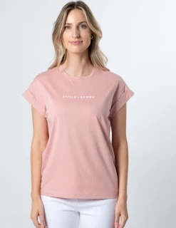 Cuff Sleeve T-Shirt - Rose White Logo