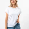 Cuff Sleeve T-Shirt - White Embroidered Logo