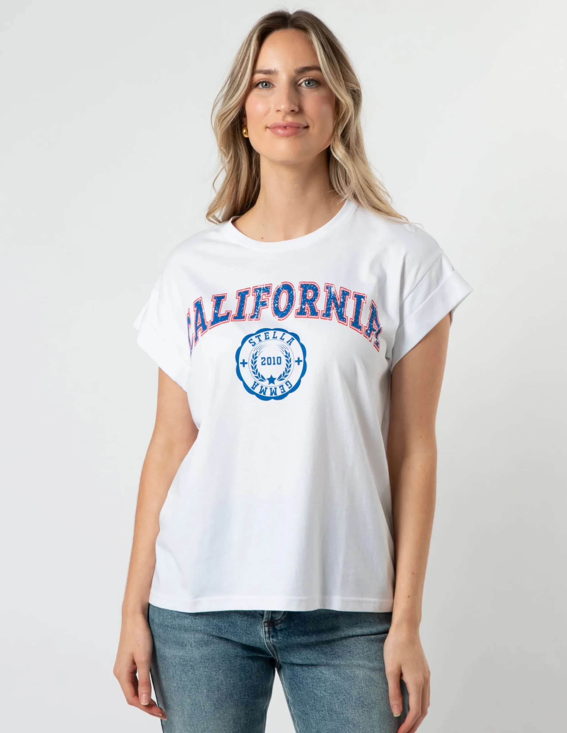 Cuff Sleeve T-Shirt - White California