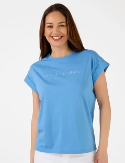 Cuff Tee Logo - Sky