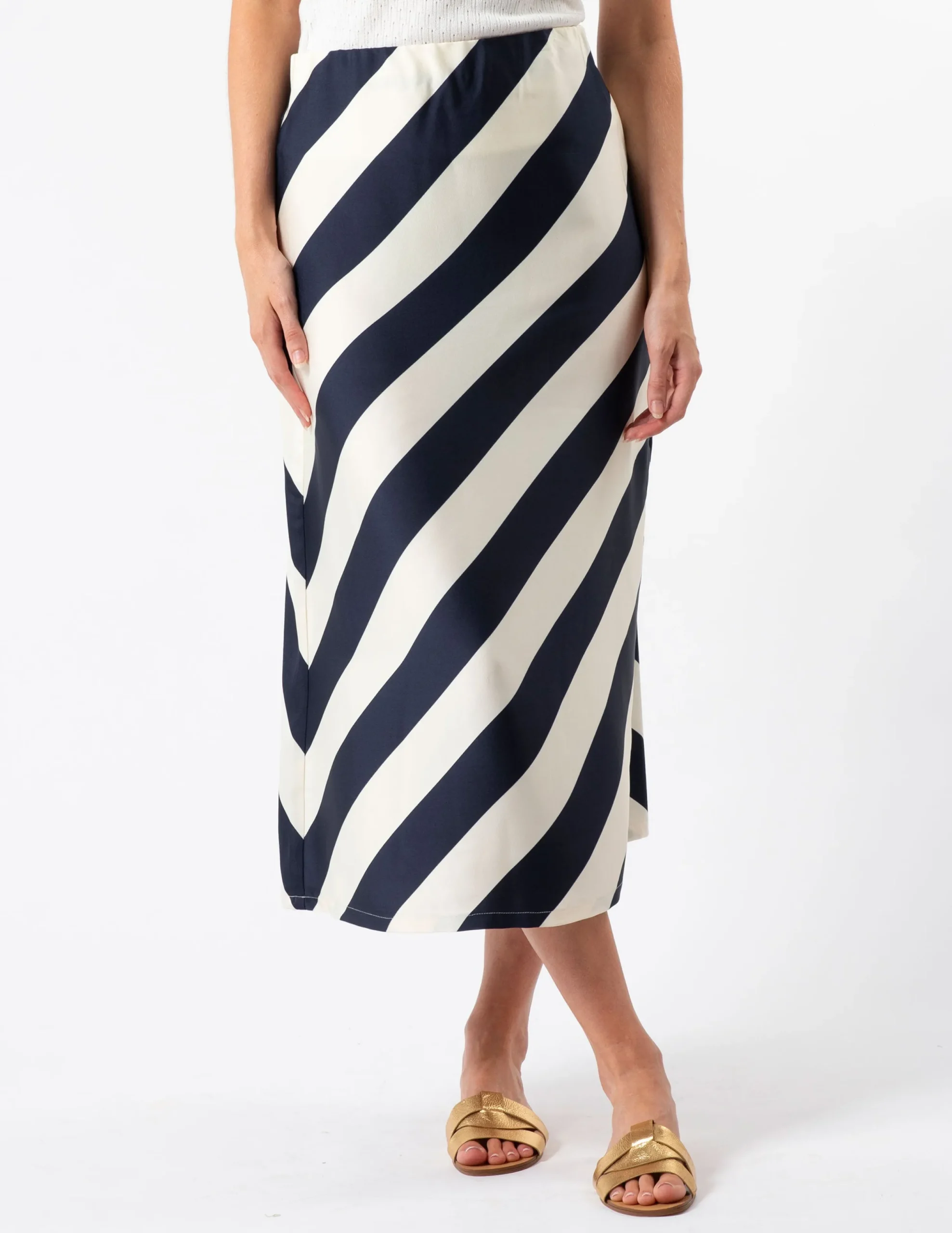 Erin Skirt - Navy and White Stripe