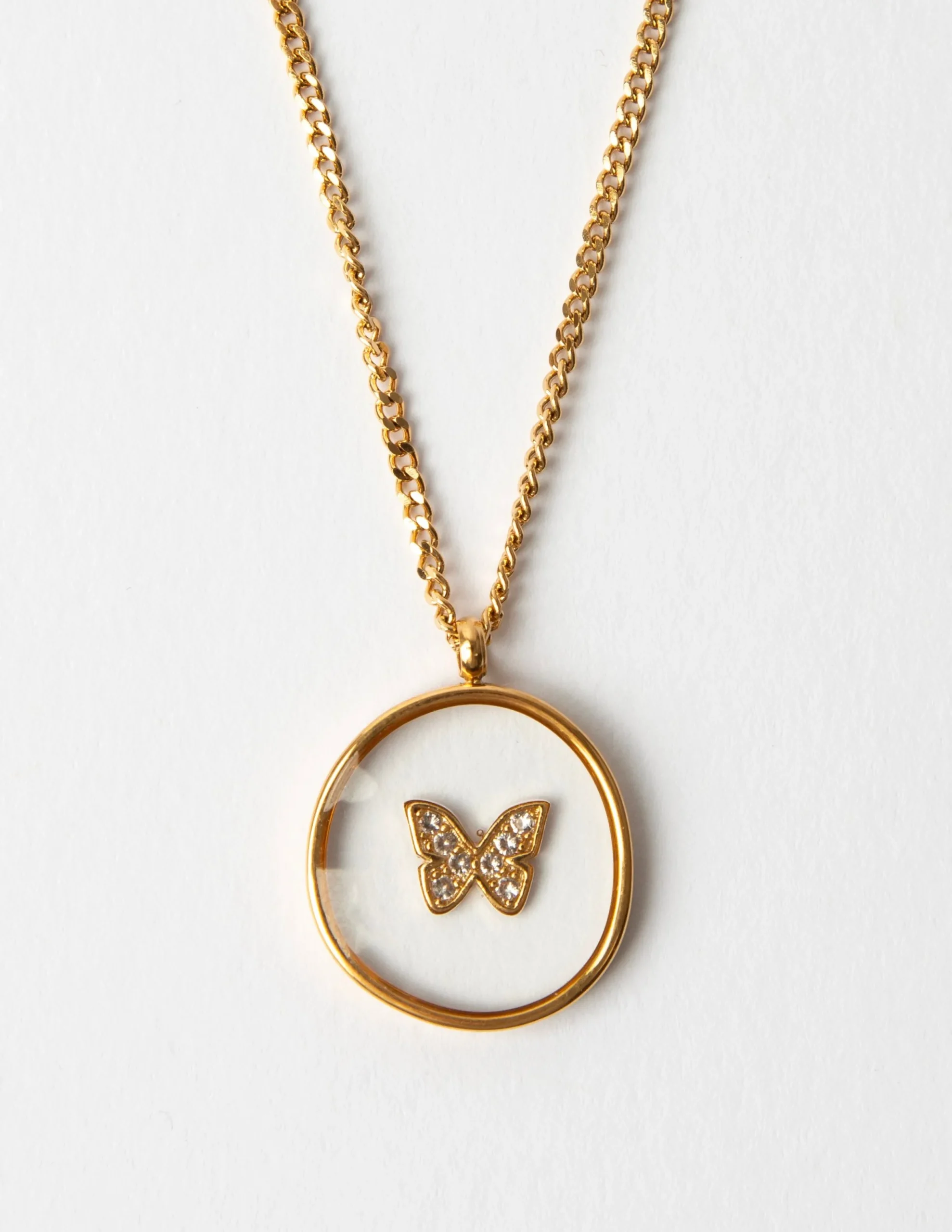 Gold Jewelled Butterfly Necklace