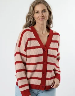 Greyson Cardigan - Pink/Red Stripe