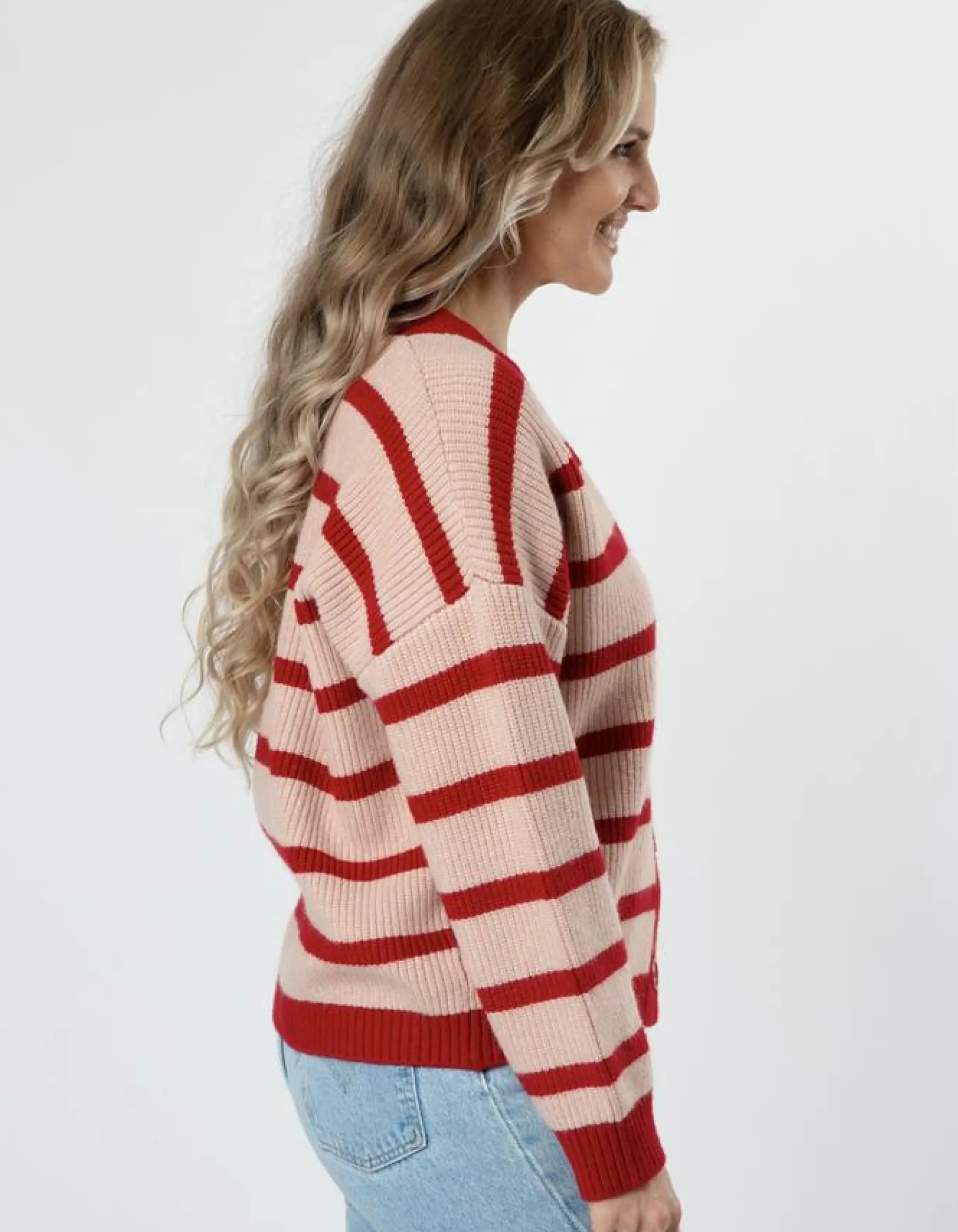 Greyson Cardigan - Pink/Red Stripe