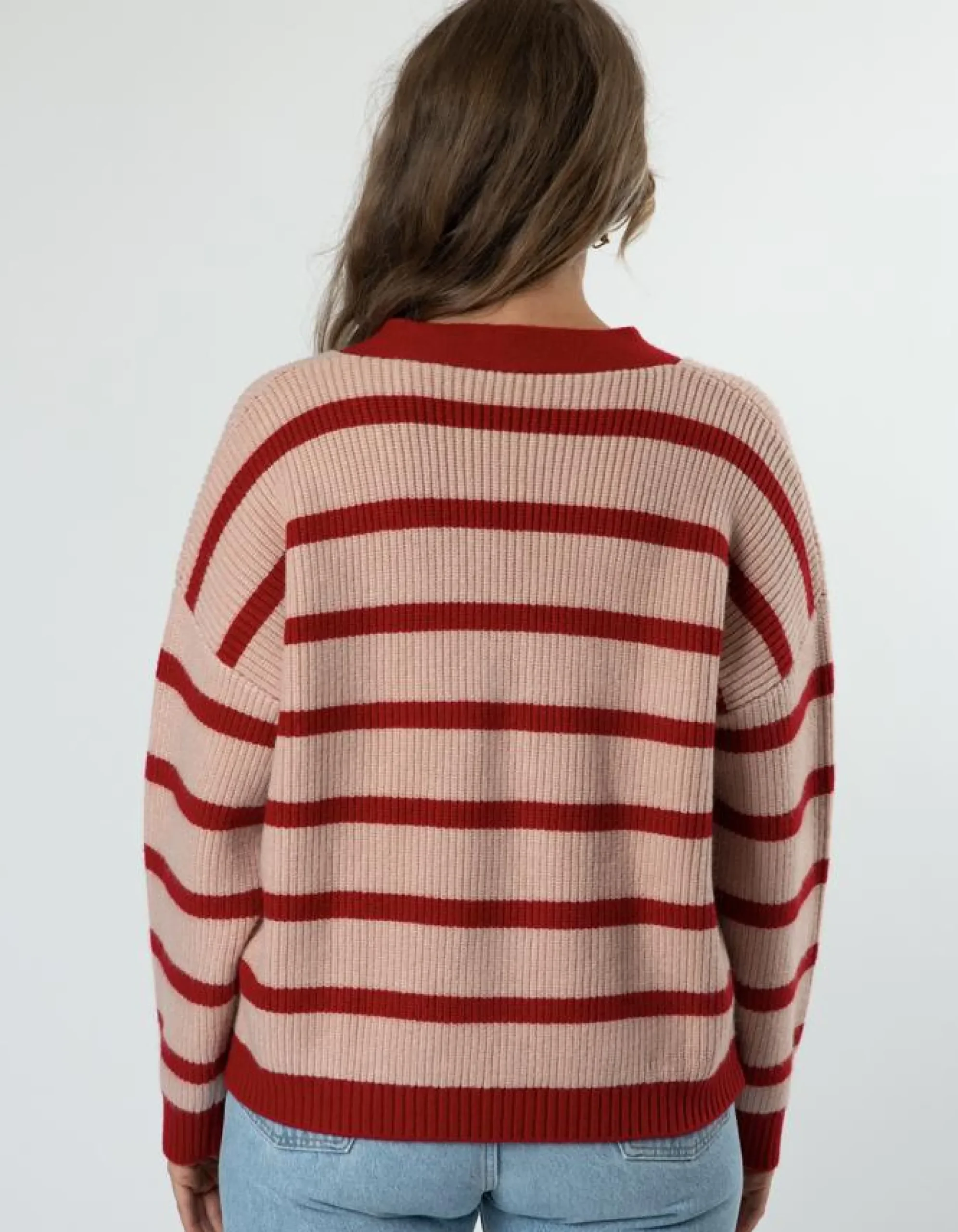 Greyson Cardigan - Pink/Red Stripe