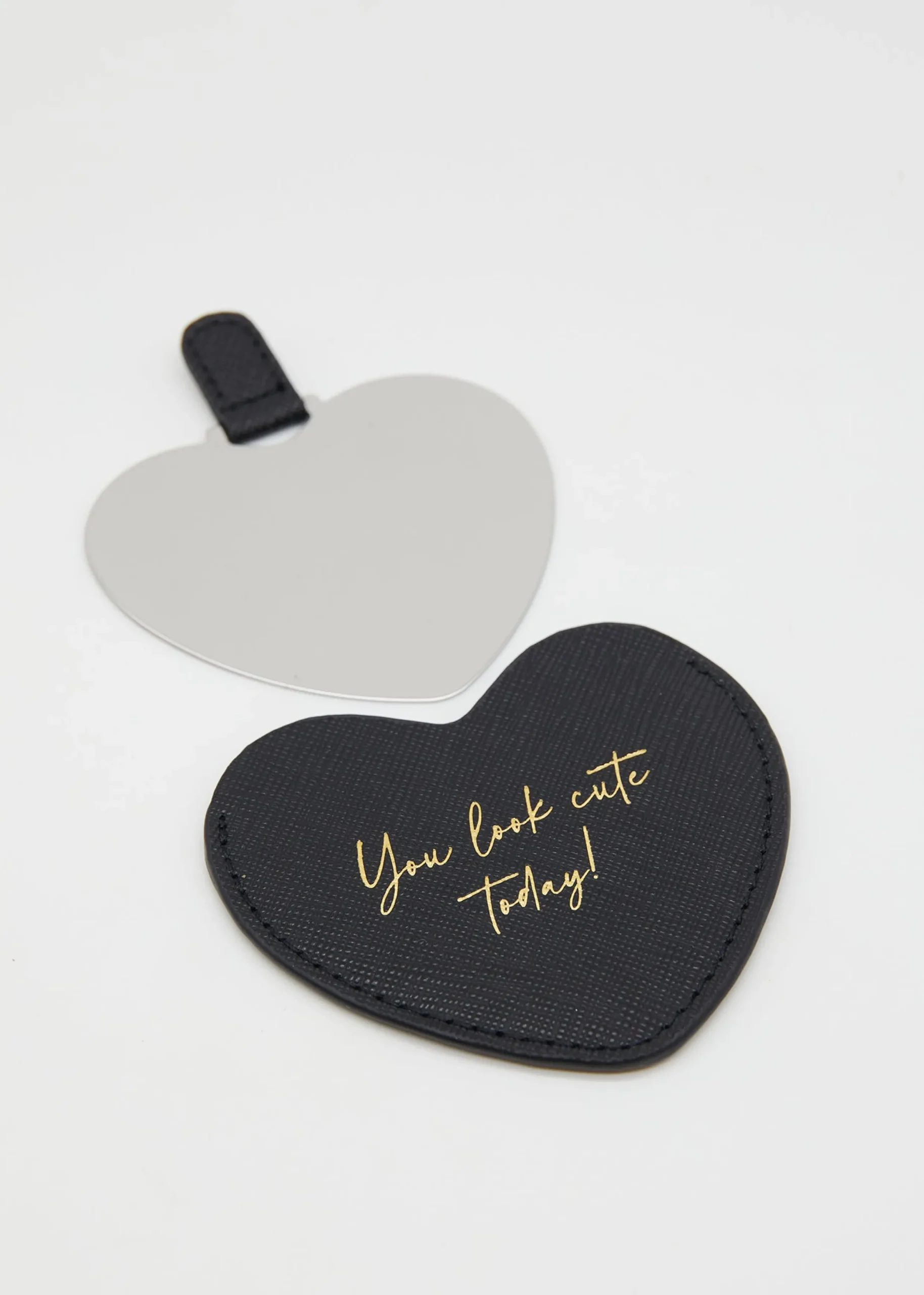 Heart Compact Mirror - Black