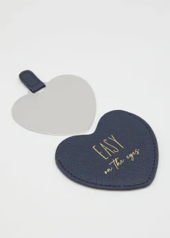 Heart Compact Mirror - Navy