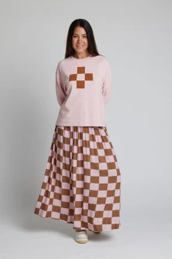 Lenox Skirt - Blush Check