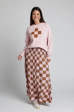 Lenox Skirt - Blush Check