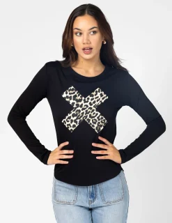 LS Tee - Black Leopard Cross
