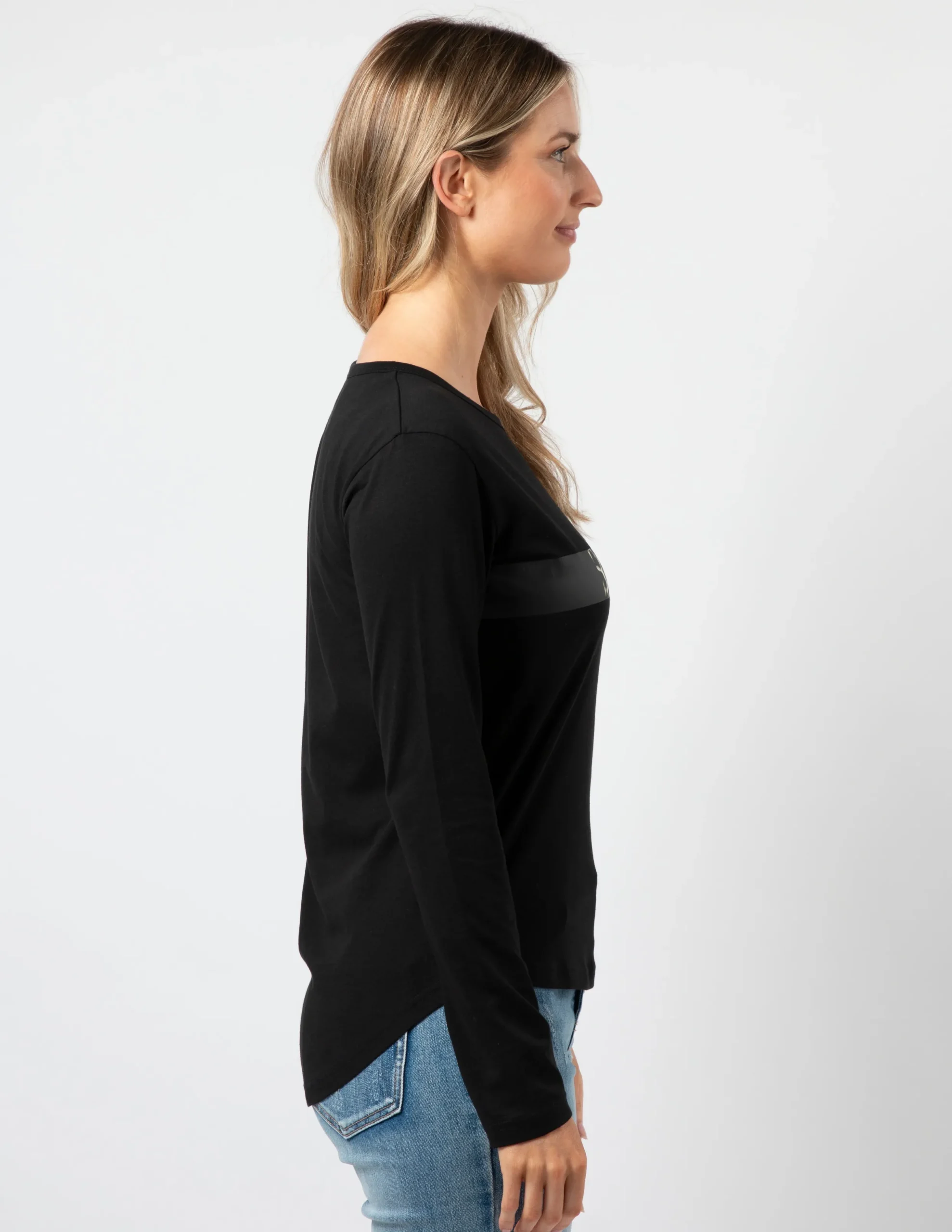 LS Tee - Black with Leopard Cross