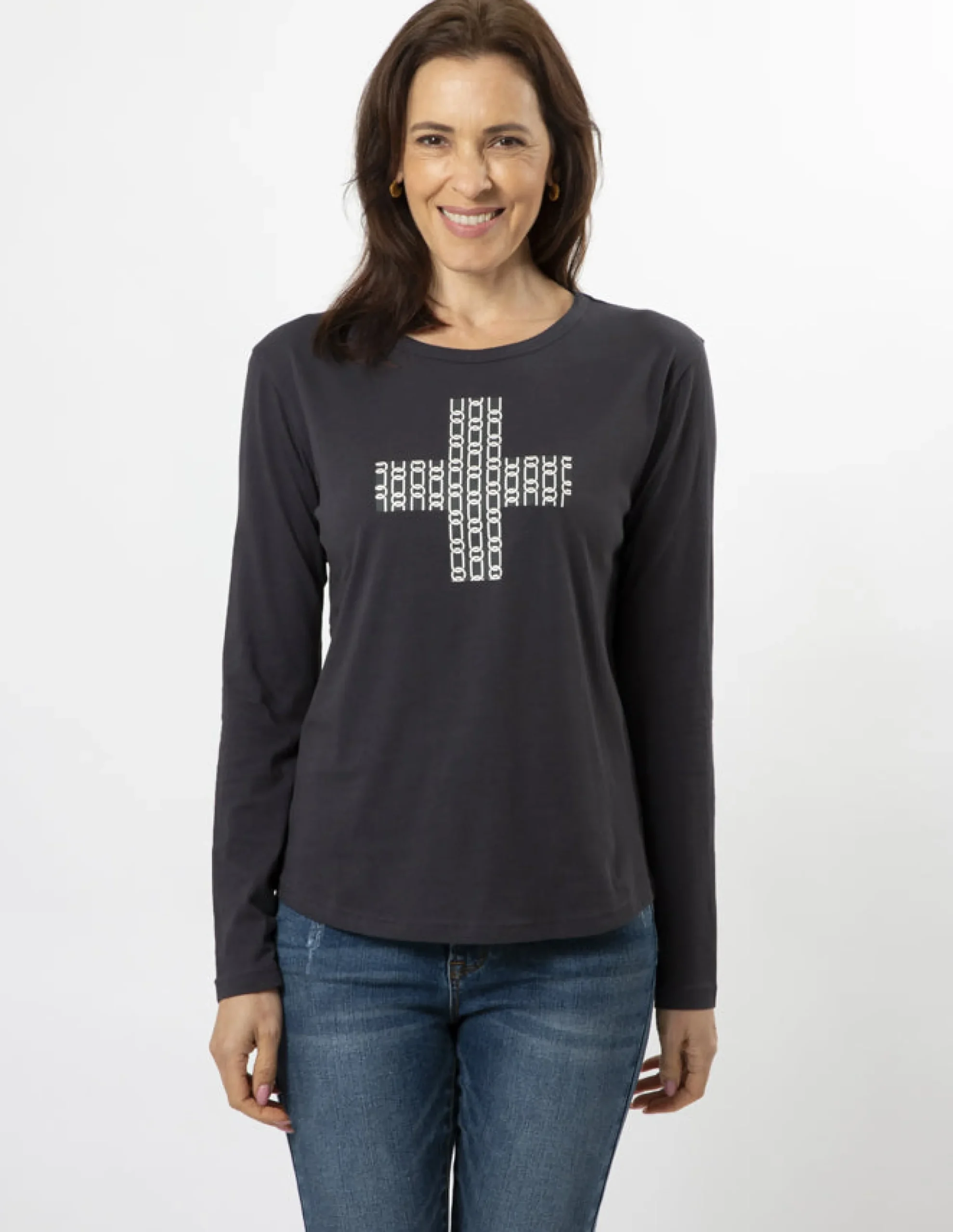 LS Tee - Charcoal Chain Cross
