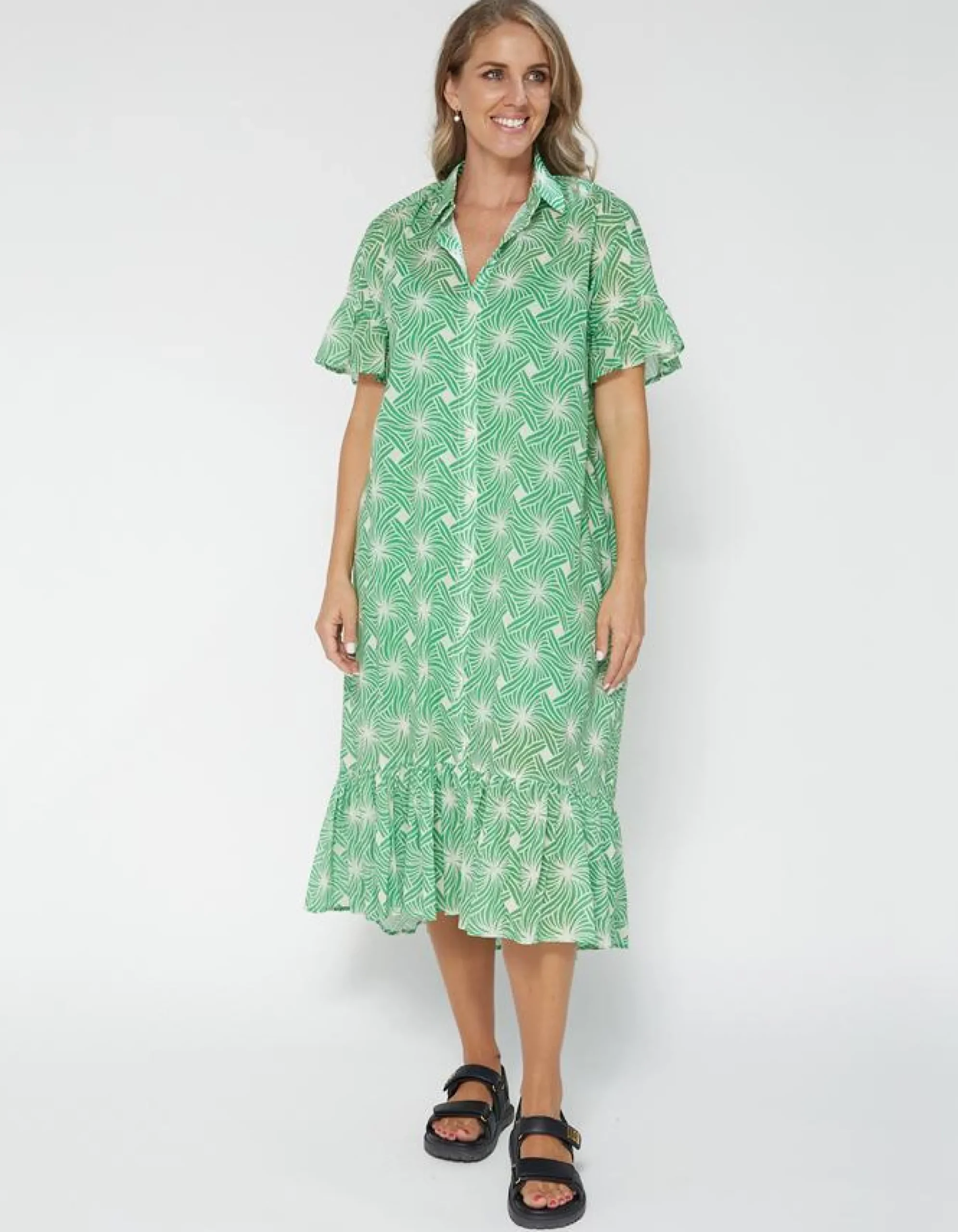 Magnolia Dress - Green Tangles