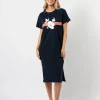 Maxie T-Shirt Dress - Navy Rose Floral