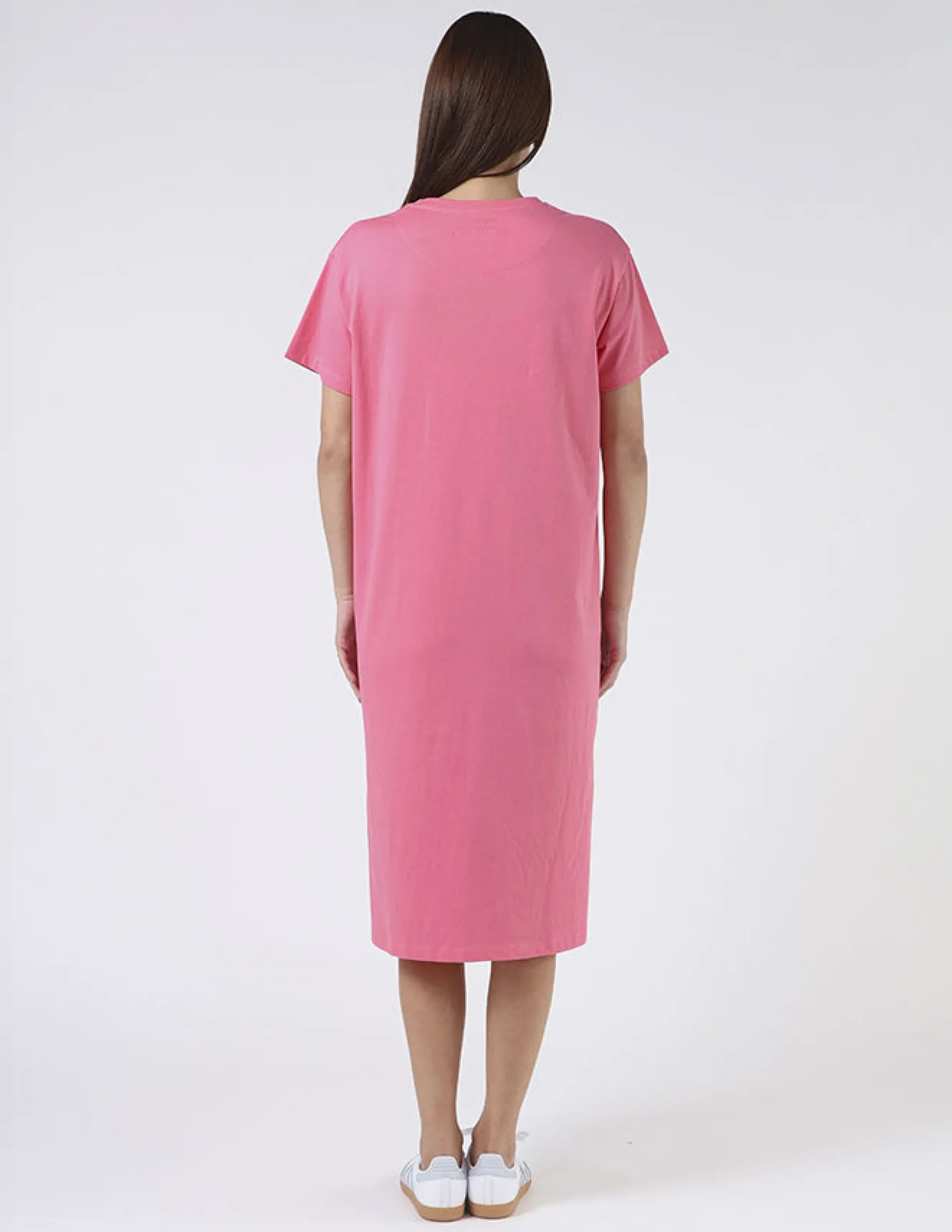Maxie T-Shirt Dress - Pink with Red Stripe Heart