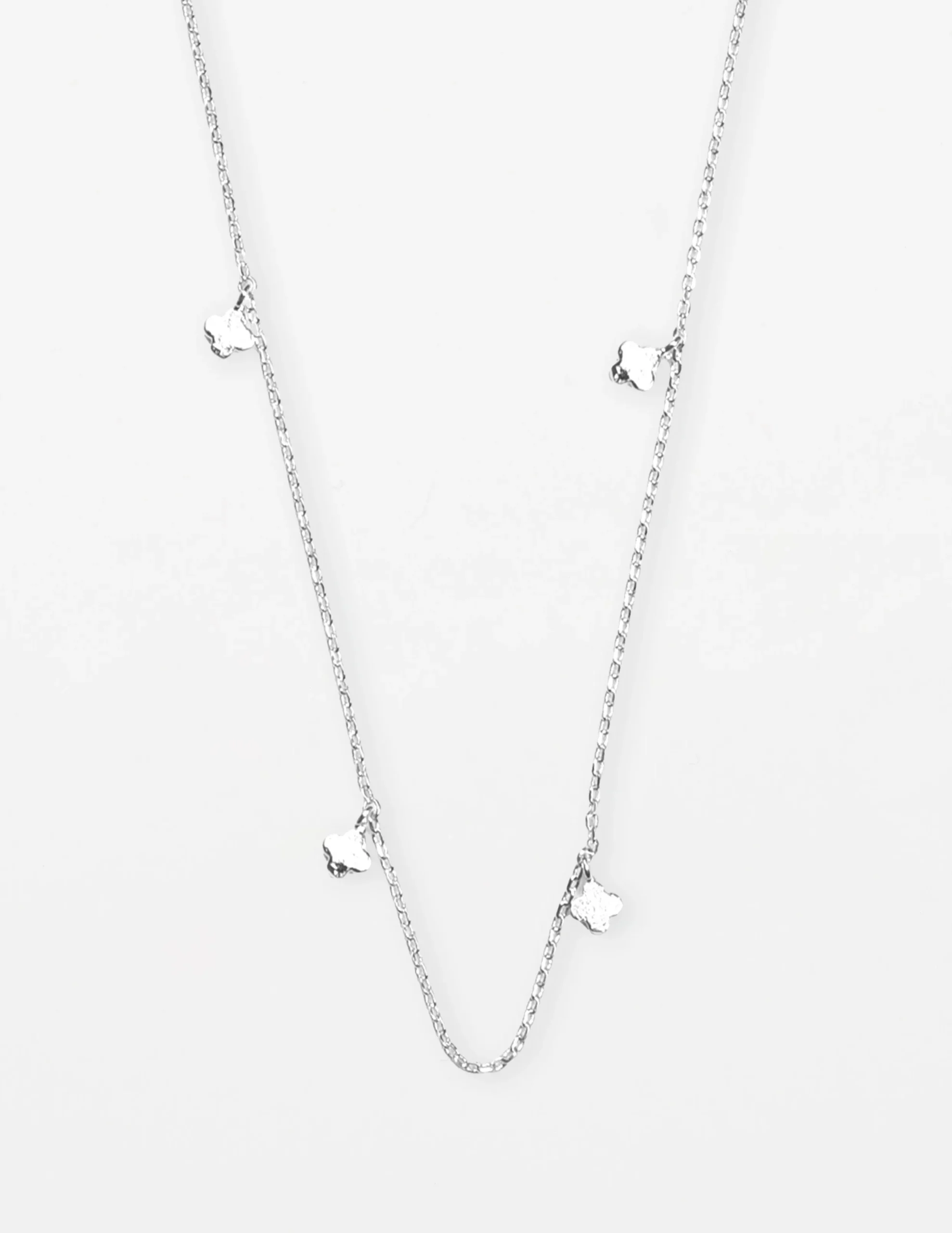 Necklace Chain Solid Flowers - Silver