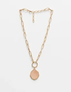 Necklace Gold W/Rose Quartz Hex