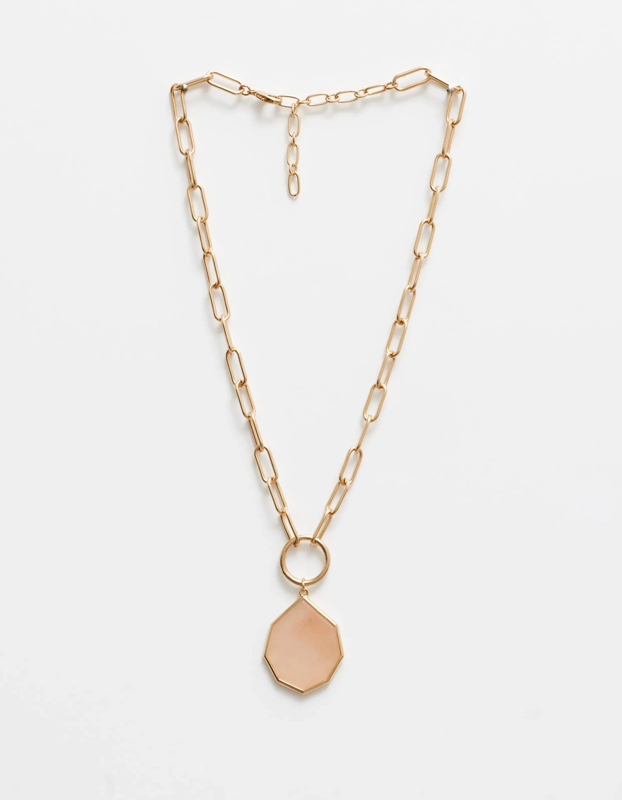 Necklace Gold W/Rose Quartz Hex