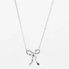 Necklace Ribbon Bow - Silver