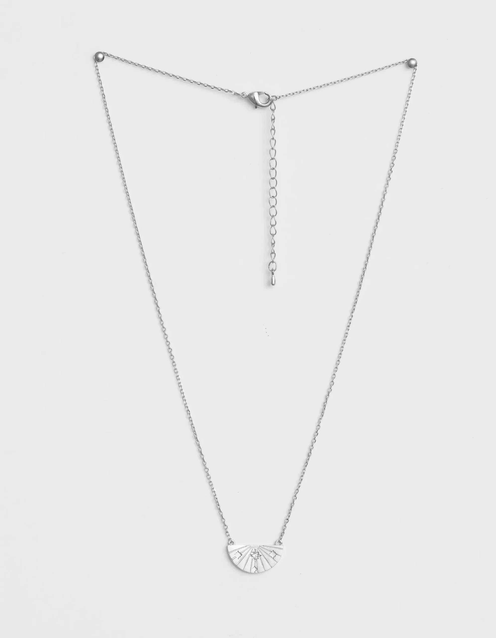 Necklace Silver Fan W/Stars