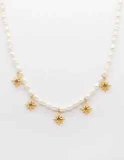 Pearl and Star Medallions Necklace