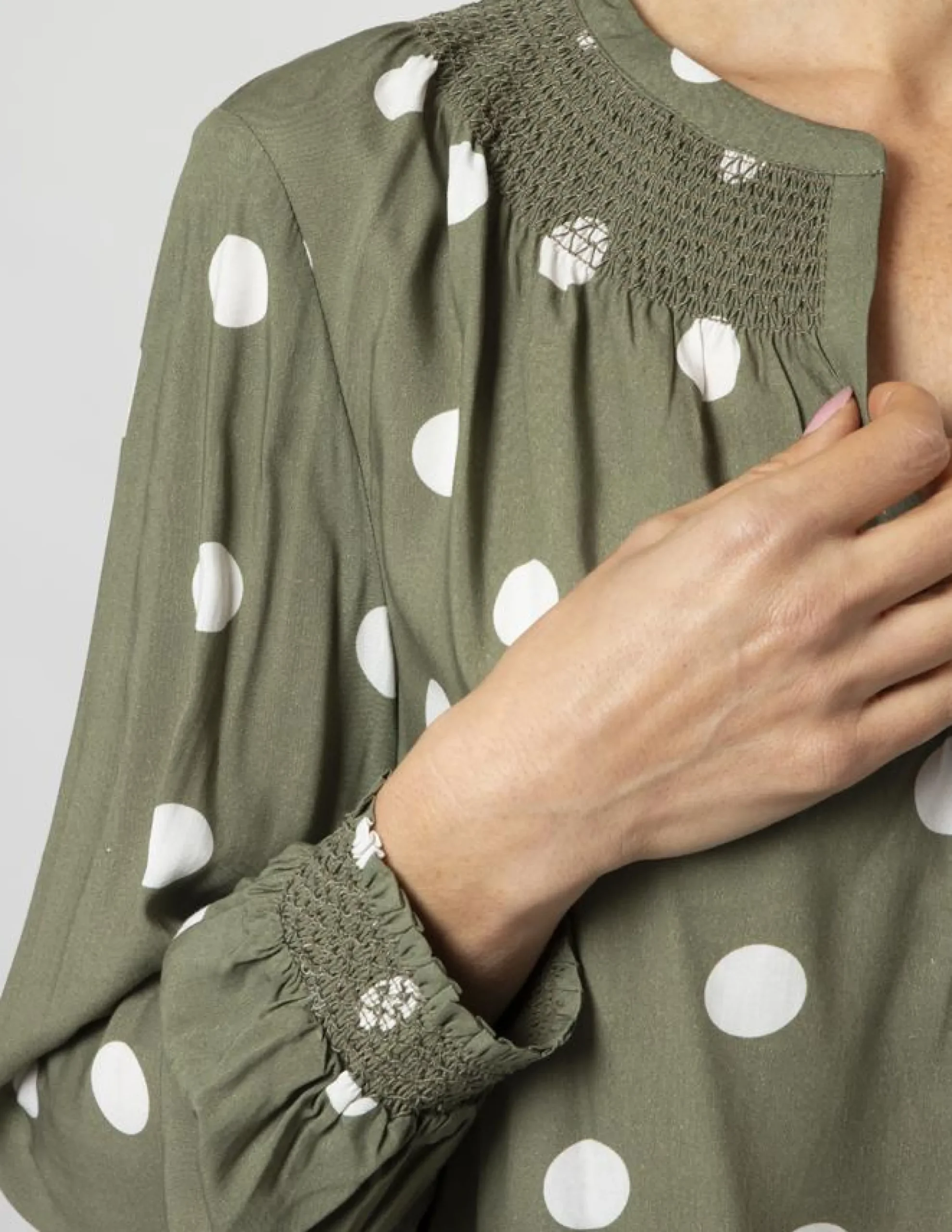 Polly Blouse - Olive Spot